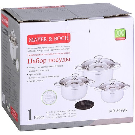Набор посуды 7пр 1,7+2,6+3,5 л Mayer&Boch (30996) Набор посуды 7пр 1,7+2,6+3,5 л Mayer&Boch (30996)