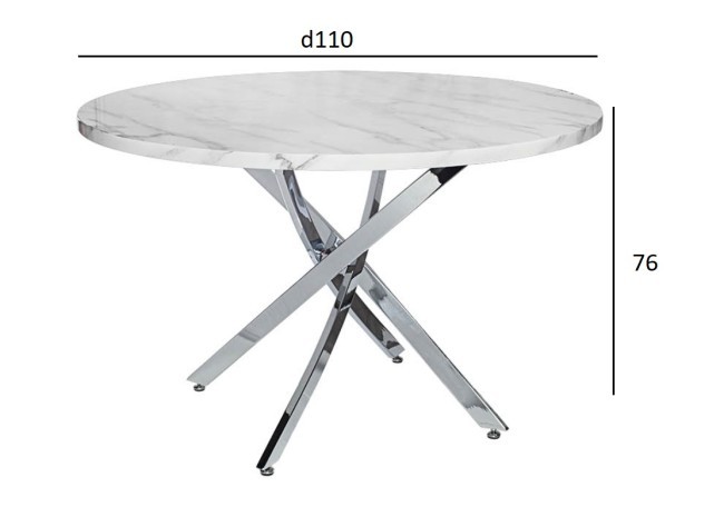 Стол обеденный круглый d110*76см ножки хром (TT-00010570)