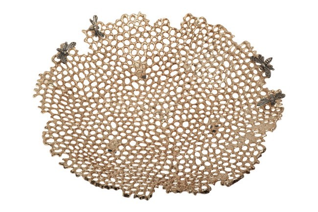 Блюдо декор. металлич."Соты" цвет зол. 38*38*8см (TT-00005357)