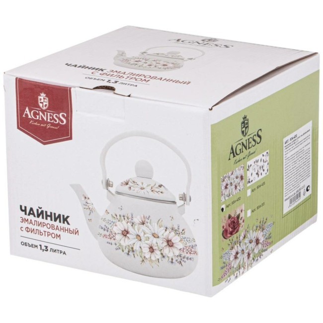 Чайник agness эмалированный со съемным фильтром из нжс, серия "дворцовый парк"1,3 л Agness (934-430)