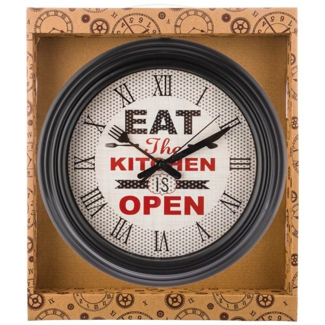 Часы настенные кварцевые "chef kitchen"  диаметр=31 см. диаметр циферблата=22,5 см. цвет:черный (кор Lefard (220-377)
