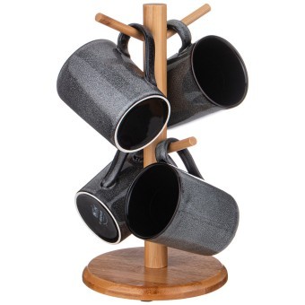 Набор кружек lefard "graphite" на дер. подставке 4 шт. 300 мл 11,5*8*9,5 см Lefard (474-232)