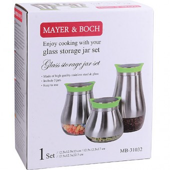 Набор для сыпучих продуктов 3пр стекло/нерж/ст Mayer&Boch (31032)