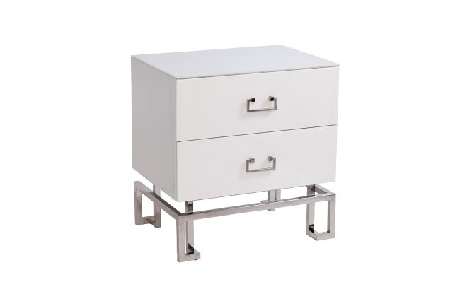 Тумба 2 ящика белая/хром 55*40*58см (TT-00009166) Тумба 2 ящика белая/хром 55*40*58см (TT-00009166)