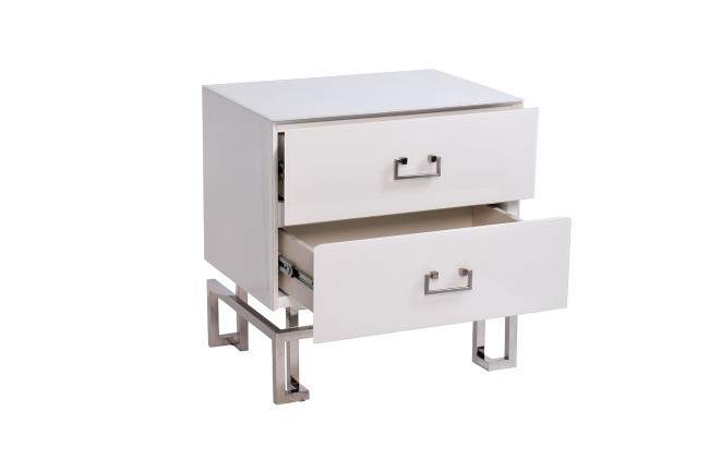 Тумба 2 ящика белая/хром 55*40*58см (TT-00009166) Тумба 2 ящика белая/хром 55*40*58см (TT-00009166)