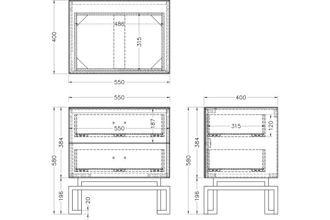 Тумба 2 ящика белая/хром 55*40*58см (TT-00009166) Тумба 2 ящика белая/хром 55*40*58см (TT-00009166)