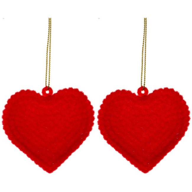 Набор декоративных изделий "сердечки велюр" из 2-х шт. 7*6 см цвет:красный (мал-36 наб./кор=288 наб. Lefard (866-121)