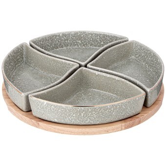 Менажница 4 секции на дерев. подставке lefard  "grain" 26,7 см мятная Lefard (42-526)