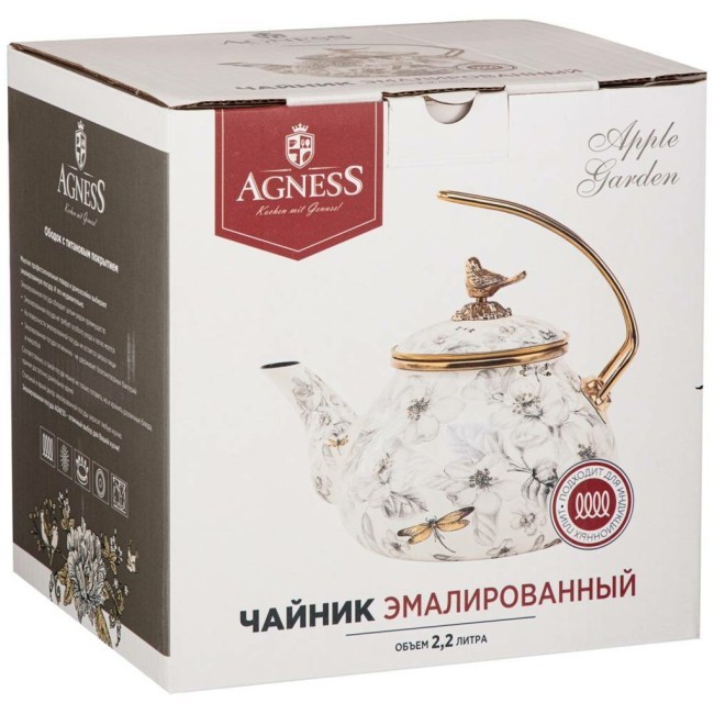 Чайник эмалированный agness, серия яблоневый сад, 2,2л подходит для индукцион.плит Agness (950-531) Чайник эмалированный agness, серия яблоневый сад, 2,2л подходит для индукцион.плит Agness (950-531)