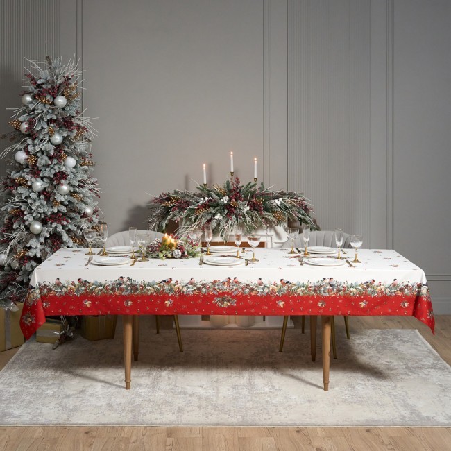 Скатерть "морозко.снегири" 140х300см ,красный, 100% хлопок,твил пропитка Lefard (850-745-25) Скатерть "морозко.снегири" 140х300см ,красный, 100% хлопок,твил пропитка Lefard (850-745-25)
