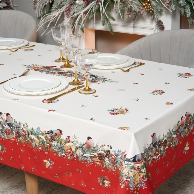Скатерть "морозко.снегири" 140х300см ,красный, 100% хлопок,твил пропитка Lefard (850-745-25) Скатерть "морозко.снегири" 140х300см ,красный, 100% хлопок,твил пропитка Lefard (850-745-25)