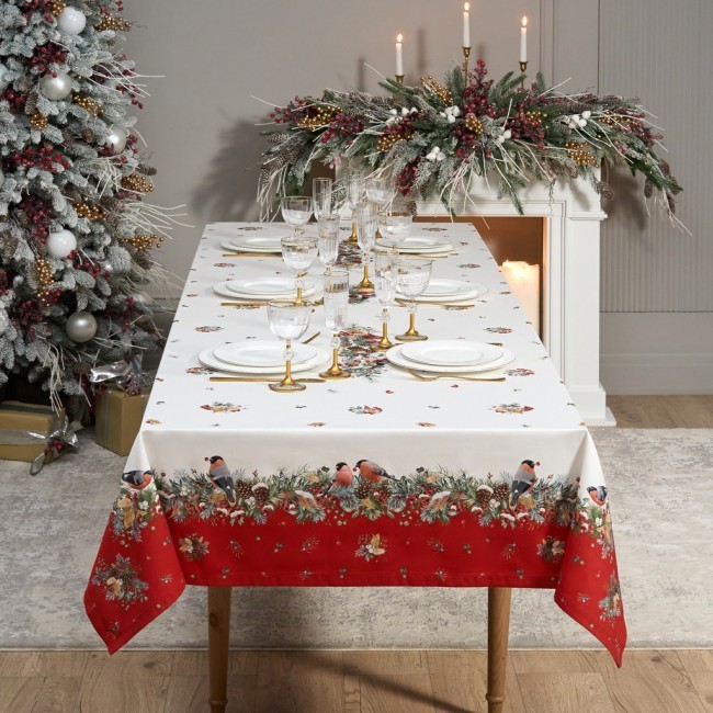Скатерть "морозко.снегири" 140х300см ,красный, 100% хлопок,твил пропитка Lefard (850-745-25) Скатерть "морозко.снегири" 140х300см ,красный, 100% хлопок,твил пропитка Lefard (850-745-25)