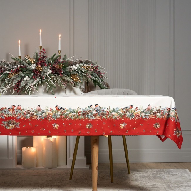 Скатерть "морозко.снегири" 140х300см ,красный, 100% хлопок,твил пропитка Lefard (850-745-25) Скатерть "морозко.снегири" 140х300см ,красный, 100% хлопок,твил пропитка Lefard (850-745-25)