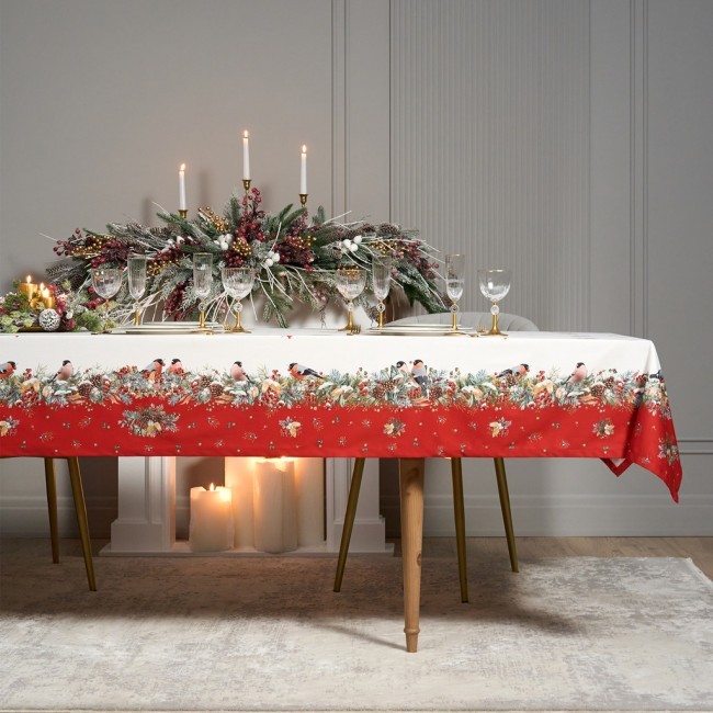 Скатерть "морозко.снегири" 140х300см ,красный, 100% хлопок,твил пропитка Lefard (850-745-25) Скатерть "морозко.снегири" 140х300см ,красный, 100% хлопок,твил пропитка Lefard (850-745-25)