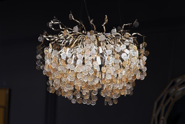 Люстра "Монетки" стекло/металл шампань d60*h25см (TT-00004977)