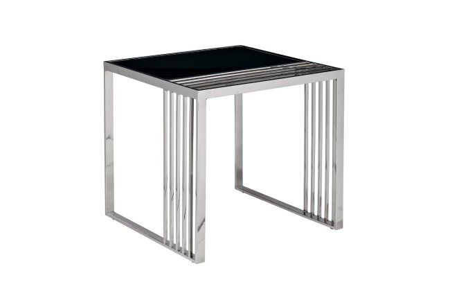 Стол журнальный черн.стекло/серебро 55*55*55 см (TT-00012315)