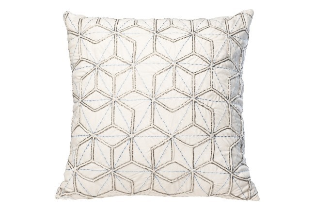 Подушка с бисером "Шестигранники" белая 45*45см (TT-00006739) Подушка с бисером "Шестигранники" белая 45*45см (TT-00006739)
