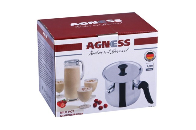 Молоковарка agness "midnight" 2 л.со свистком и крышкой, нжс Agness (907-051) Молоковарка agness "midnight" 2 л.со свистком и крышкой, нжс Agness (907-051)