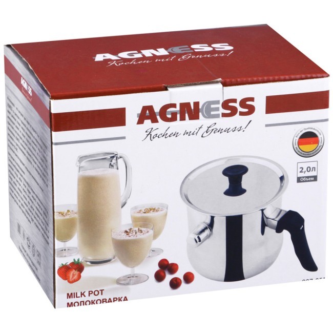 Молоковарка agness "midnight" 2 л.со свистком и крышкой, нжс Agness (907-051) Молоковарка agness "midnight" 2 л.со свистком и крышкой, нжс Agness (907-051)