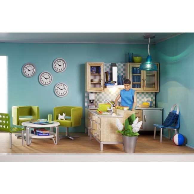 Кукольный домик "Стокгольм", с розетками для освещения, с бассейном, для кукол 12 см (LB_60903200)