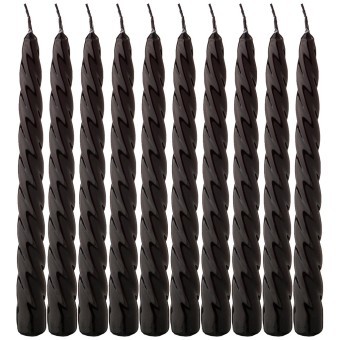 Набор свечей из 10 штук крученые лакированный черный высота 23 см Adpal (348-846)