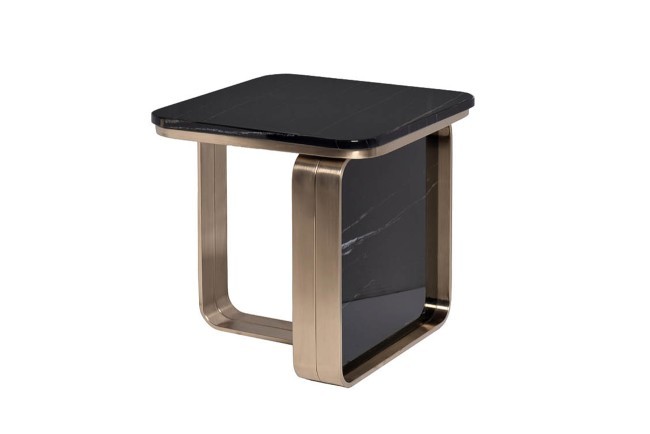 Стол журнальный иск. камень черный / золото 50*50*50см (TT-00009653)