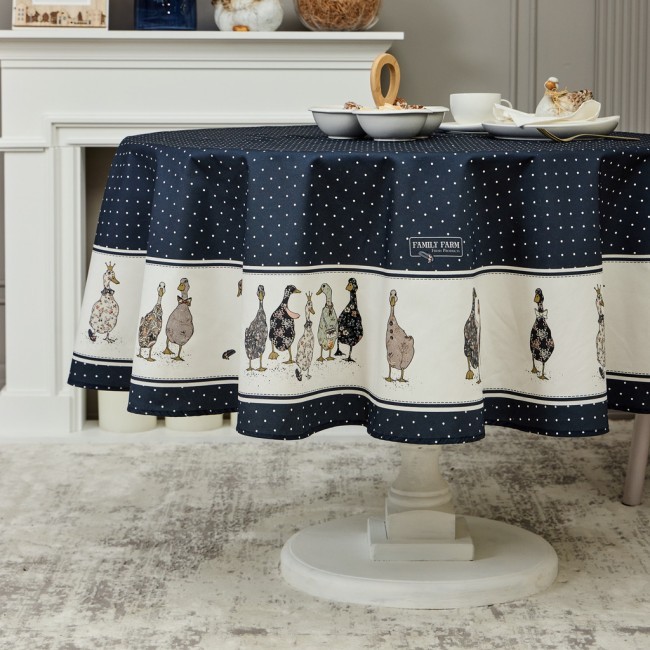 Скатерть круглая "family farm" 190см ,синий, 100% хлопок, твил, с пропиткой Lefard (850-742-22) Скатерть круглая "family farm" 190см ,синий, 100% хлопок, твил, с пропиткой Lefard (850-742-22)