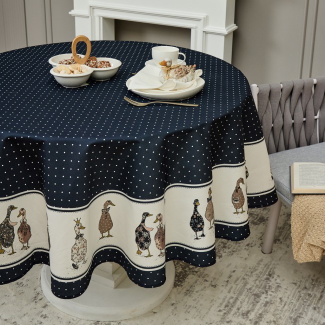 Скатерть круглая "family farm" 190см ,синий, 100% хлопок, твил, с пропиткой Lefard (850-742-22) Скатерть круглая "family farm" 190см ,синий, 100% хлопок, твил, с пропиткой Lefard (850-742-22)