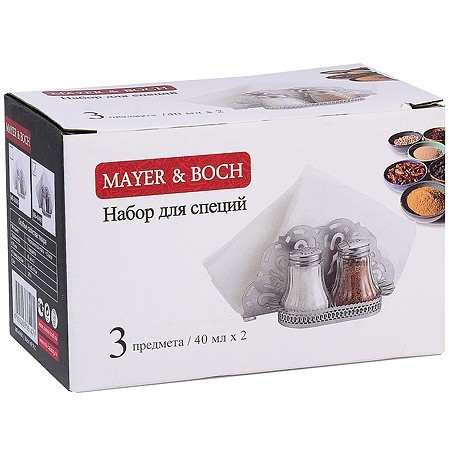 Набор для специй на подставке 4 предмета стекло/нерж Mayer&Boch (40490) Набор для специй на подставке 4 предмета стекло/нерж Mayer&Boch (40490)