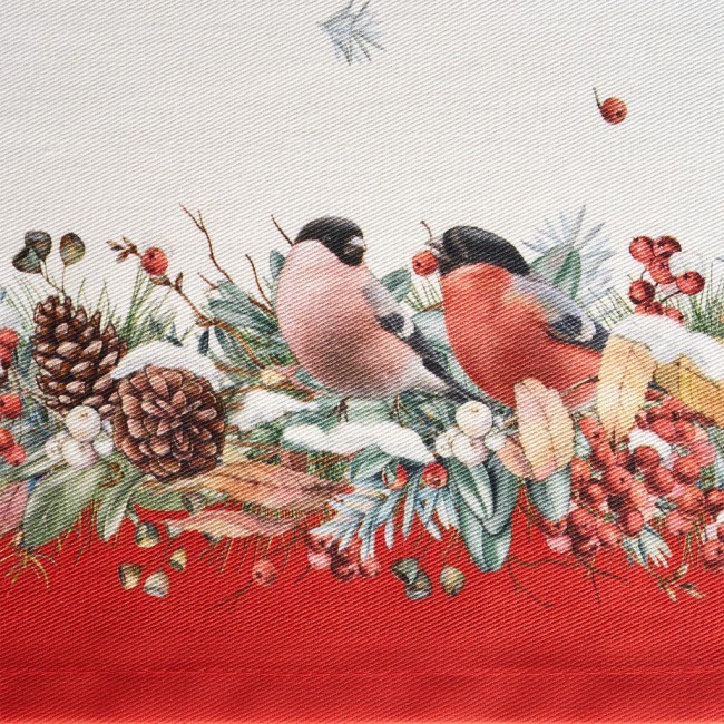 Дорожка "морозко.снегири "45х215см ,красный, 100% хлопок,твил пропитка Lefard (850-745-31)