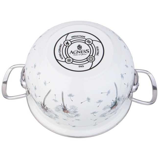 Кастрюля agness эмалированная со стеклянной крышкой серия "dandelion", 2,0 л диа. 18см Agness (943-056) Кастрюля agness эмалированная со стеклянной крышкой серия "dandelion", 2,0 л диа. 18см Agness (943-056)
