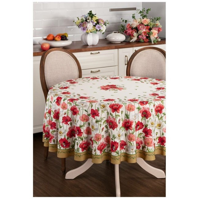 Скатерть круглая "маки" d185см ,кремовый, 100% хлопок,твил с пропиткой Lefard (850-731-22) Скатерть круглая "маки" d185см ,кремовый, 100% хлопок,твил с пропиткой Lefard (850-731-22)
