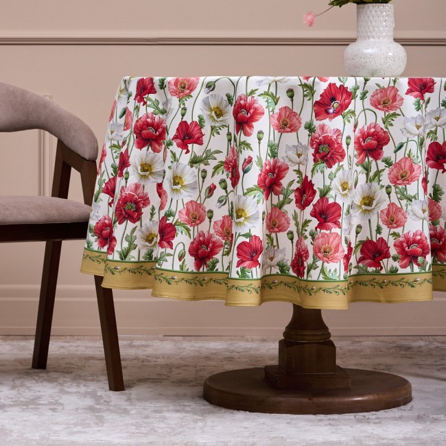 Скатерть круглая "маки" d185см ,кремовый, 100% хлопок,твил с пропиткой Lefard (850-731-22) Скатерть круглая "маки" d185см ,кремовый, 100% хлопок,твил с пропиткой Lefard (850-731-22)