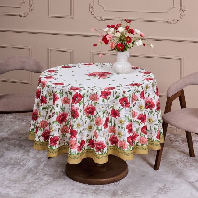 Скатерть круглая "маки" d185см ,кремовый, 100% хлопок,твил с пропиткой Lefard (850-731-22) Скатерть круглая "маки" d185см ,кремовый, 100% хлопок,твил с пропиткой Lefard (850-731-22)