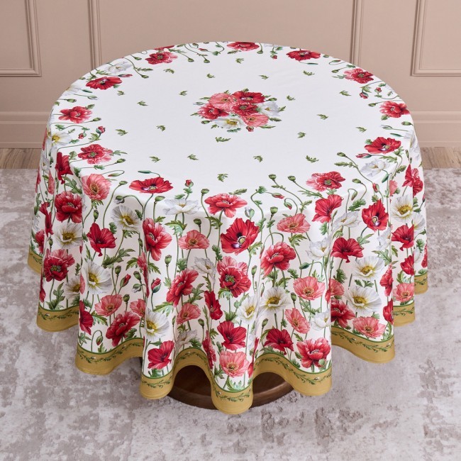 Скатерть круглая "маки" d185см ,кремовый, 100% хлопок,твил с пропиткой Lefard (850-731-22) Скатерть круглая "маки" d185см ,кремовый, 100% хлопок,твил с пропиткой Lefard (850-731-22)