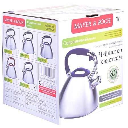 Чайник 3 л нерж/сталь со свистком Mayer&Boch (28972)