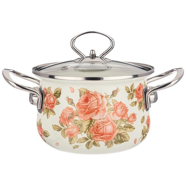 Кастрюля agness эмалированная со стекл. крышкой, серия "корейская роза"1.5 л, 16*10 см Agness (915-135) Кастрюля agness эмалированная со стекл. крышкой, серия "корейская роза"1.5 л, 16*10 см Agness (915-135)