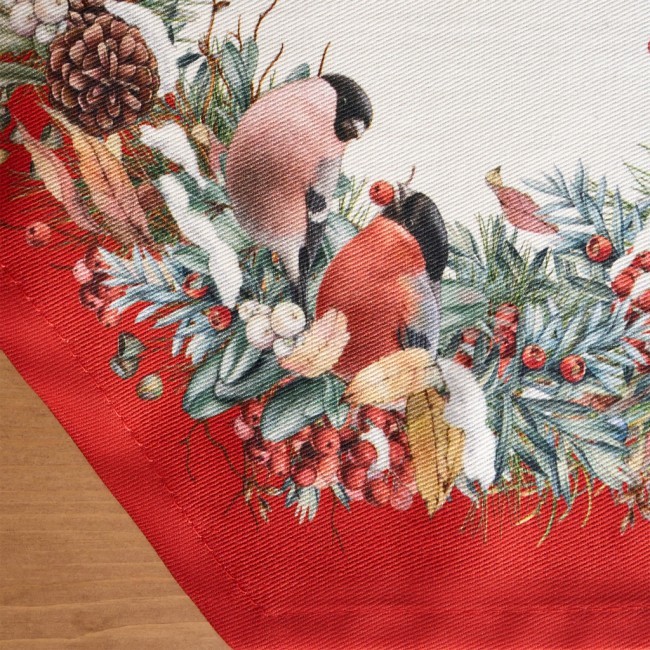 Дорожка "морозко.снегири "45х300см ,красный, 100% хлопок,твил пропитка Lefard (850-745-32)