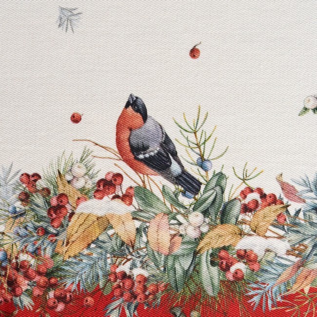 Дорожка "морозко.снегири "45х300см ,красный, 100% хлопок,твил пропитка Lefard (850-745-32)