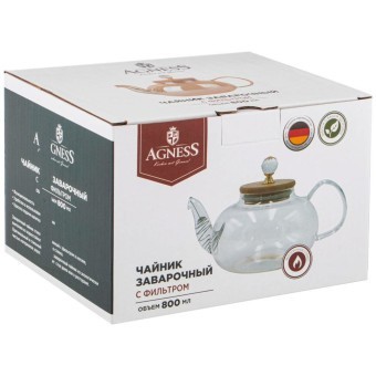 Чайник заварочный agness "amber" 680 мл. цвет:янтарный Agness (889-112)