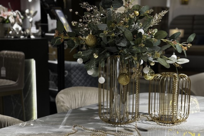 Ваза-подсвечник декоративная металл/стекло d21*25,5см (TT-00001877)