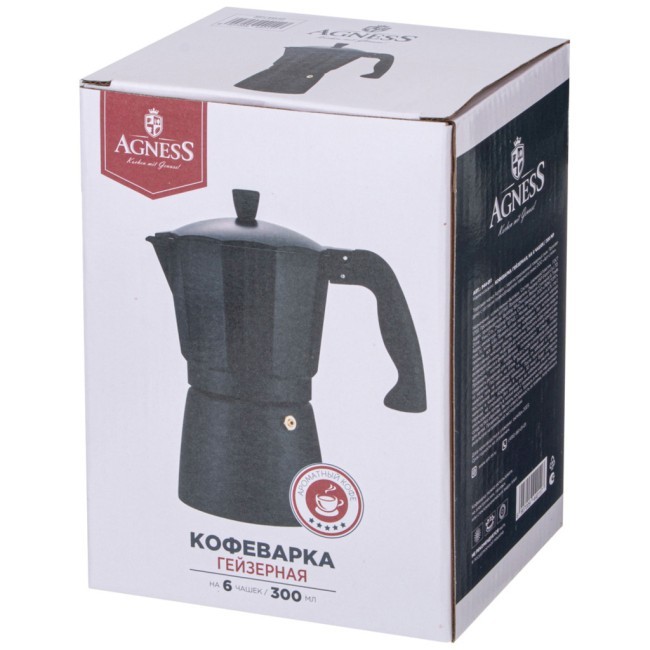Кофеварка гейзерная "bonjour", 300 мл на 6 чашек Agness (944-011)