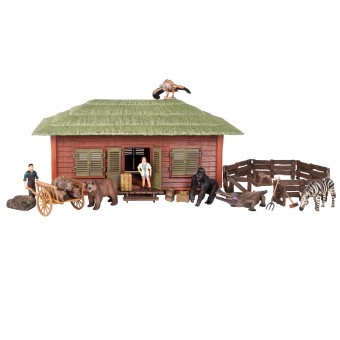 Набор фигурок животных серии "На ферме": Ферма игрушка, медведь, горилла, зебра, крокодил, грифон, фермеры, инвентарь - 23 предмета (ММ205-076)