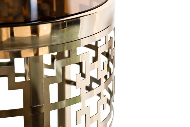 Стол журнальный стекло коричн./золото d35*70см (TT-00000172)