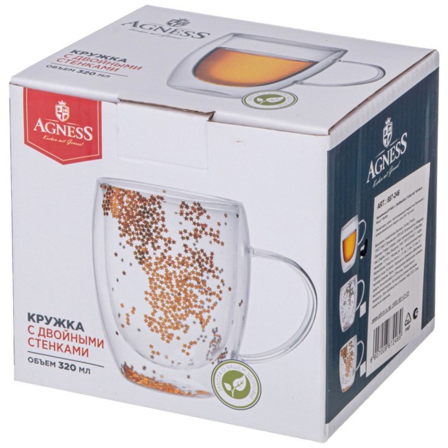 Кружка с двойными стенками "double-wall" 320 мл Agness (887-246)