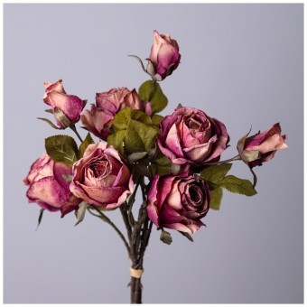 Букет из искусственных роз длина=53см,цвет розово-оранжевый мал.уп.=12шт Lefard (535-375)