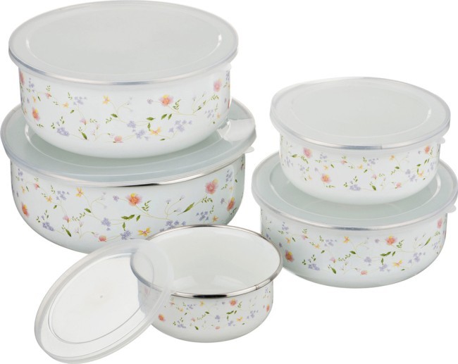 Набор мисок agness эмалированных с крышками 10 пр. 200/320/560/820/1080 мл Agness (934-284) Набор мисок agness эмалированных с крышками 10 пр. 200/320/560/820/1080 мл Agness (934-284)