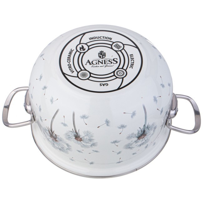 Кастрюля agness эмалированная со стеклянной крышкой серия "dandelion", 3,8 л диа. 22см Agness (943-058) Кастрюля agness эмалированная со стеклянной крышкой серия "dandelion", 3,8 л диа. 22см Agness (943-058)