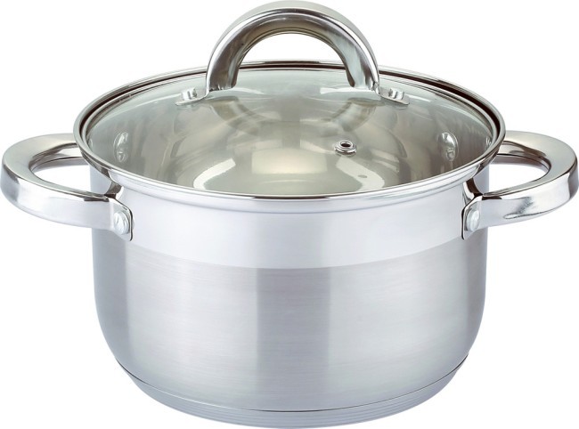 Кастрюля agness со стекл. крышкой, 3,7 л. 20*12,5 см, нерж.сталь, 5-ти слойное дно, индукция Agness (937-112)