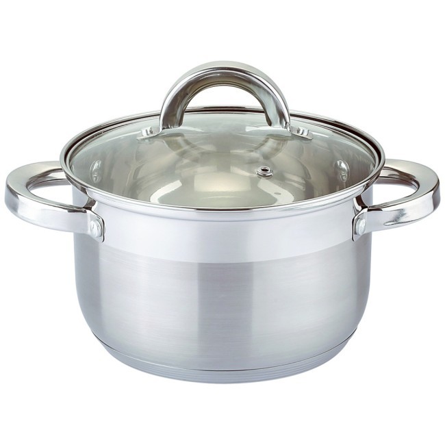 Кастрюля agness со стекл. крышкой, 3,7 л. 20*12,5 см, нерж.сталь, 5-ти слойное дно, индукция Agness (937-112)